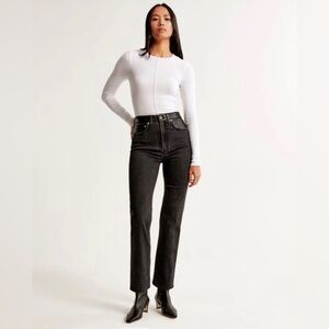 Abercrombie & Fitch Mixed Fabric Ultra High Rise Ankle Straight Jean